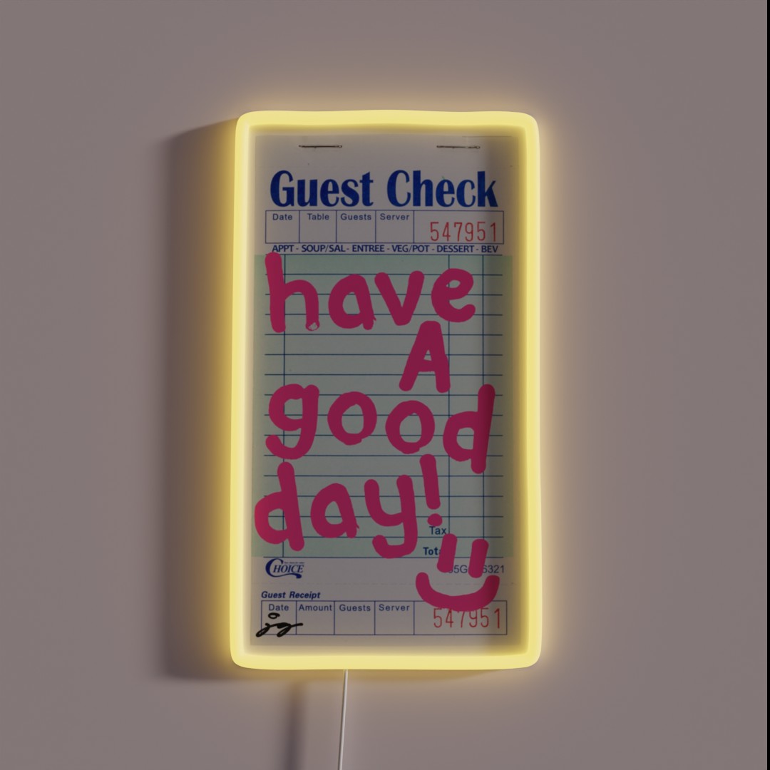 Have A Good Day Guest Check Art Pink RGB Neon Sign Have A Good Day Guest Check Art Pink RGB Neon Sign