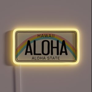 Hawaii Aloha License Plate RGB Neon Sign