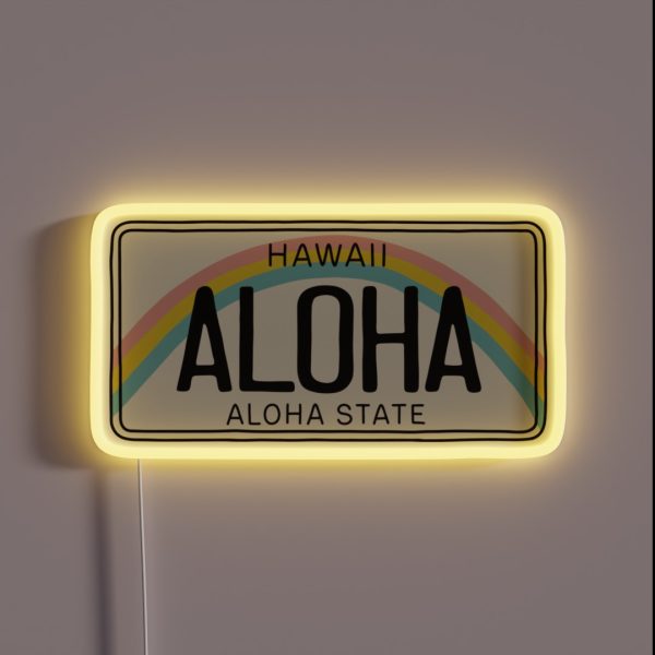Hawaii Aloha License Plate RGB Neon Sign