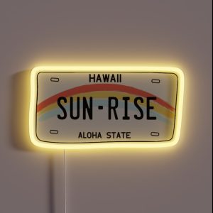 Hawaii Sunrise Licence Plate RGB Neon Sign Hawaii Sunrise Licence Plate RGB Neon Sign