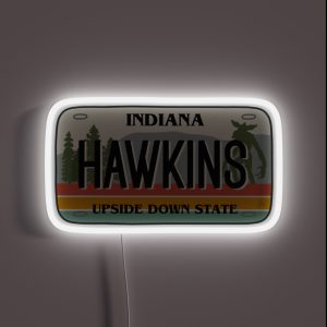 Hawkins Indiana License Plate RGB Neon Sign Hawkins Indiana License Plate RGB Neon Sign
