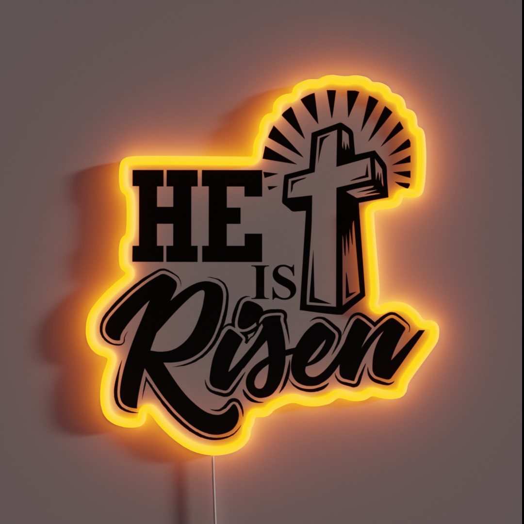 He Is Risen Christian Easter Christianity RGB Neon Sign He Is Risen Christian Easter Christianity RGB Neon Sign