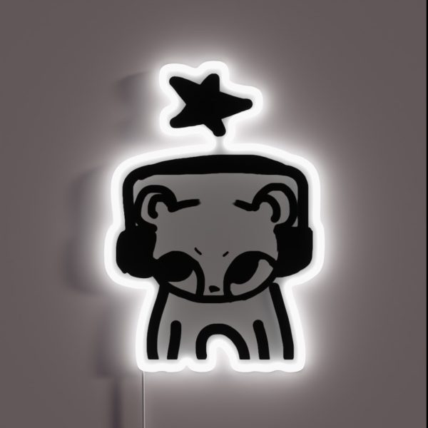 Headphones Cat Doodle RGB Neon Sign