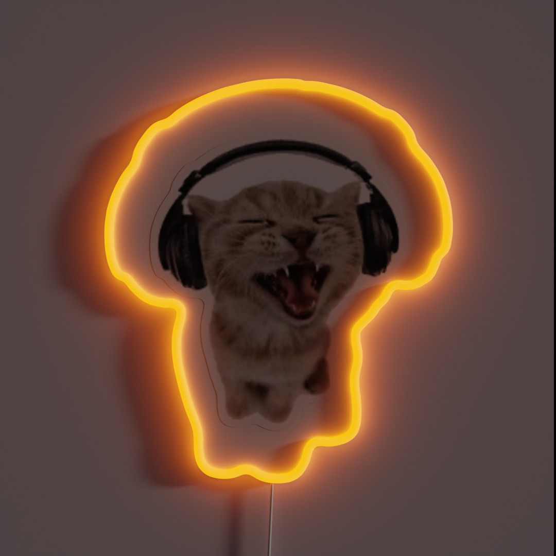 Headphones Cat RGB Neon Sign Headphones Cat RGB Neon Sign