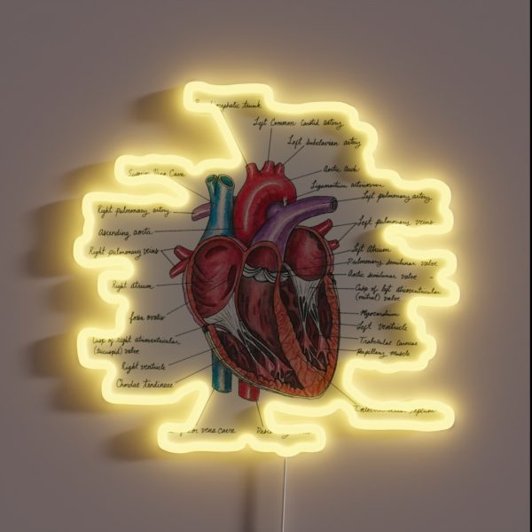 Healthy Heart Heart Anatomy Medical RGB Neon Sign