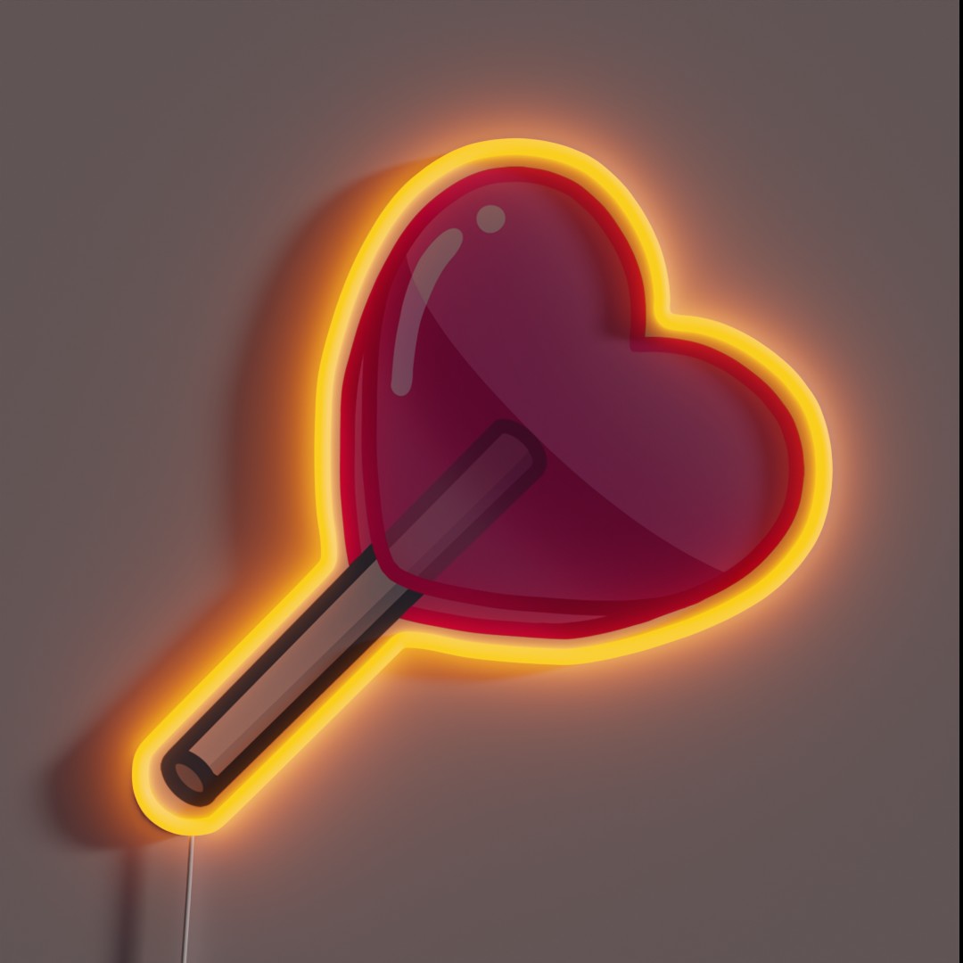 Heart Shaped Pink Lollipop RGB Neon Sign Heart Shaped Pink Lollipop RGB Neon Sign