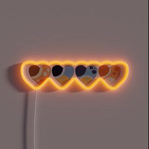 Heeler Family Love Hearts Bluey Inspired Color Palette Hearts RGB Neon Sign