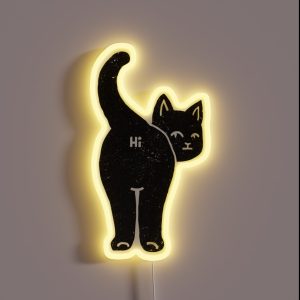 Hello Cat Butt Minimalist Black RGB Neon Sign