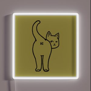 Hello Cat Butt Minimalist Line RGB Neon Sign