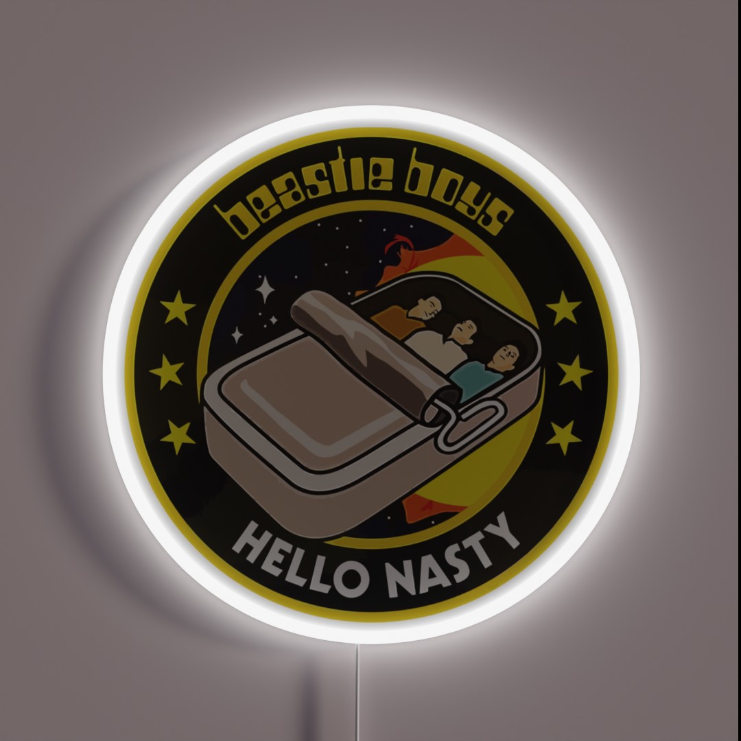 Hello Nasty The Beastie Rap Rock Sardine Boys RGB Neon Sign Hello Nasty The Beastie Rap Rock Sardine Boys RGB Neon Sign
