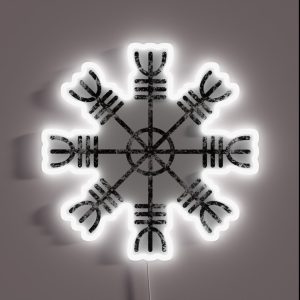Helm Of Awe Or Aegishjalmur Symbol Viking Art Icelandic Magical Staves RGB Neon Sign