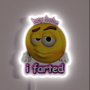 Hey Babe I Farted Rizz Cursed Face RGB Neon Sign
