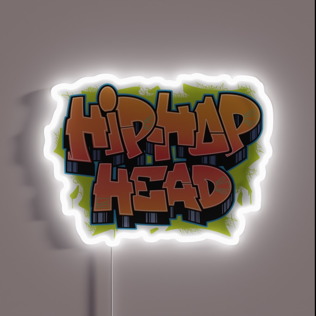 Hip Hop Head Classic Graffiti Piece Print RGB Neon Sign Hip Hop Head Classic Graffiti Piece Print RGB Neon Sign