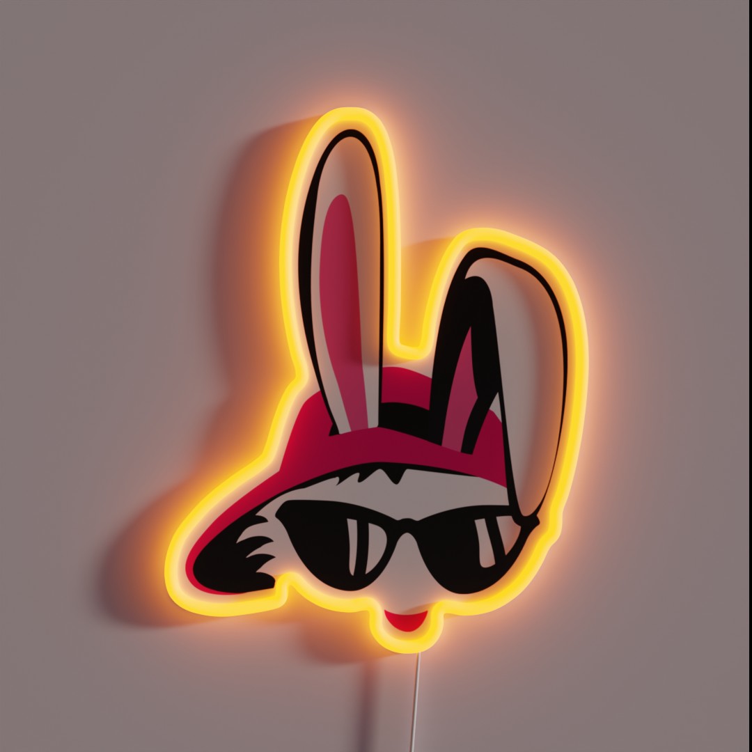 Hip Hop Rabbit Head Sunglasses Big Ears Pink RGB Neon Sign Hip Hop Rabbit Head Sunglasses Big Ears Pink RGB Neon Sign