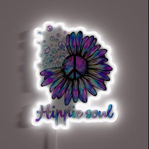 Hippie Soul Psychedelic Daisy Peace Sign RGB Neon Sign