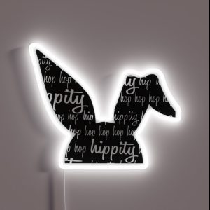 Hippity Hop Hop Half Easter Bunny Black RGB Neon Sign Hippity Hop Hop Half Easter Bunny Black RGB Neon Sign