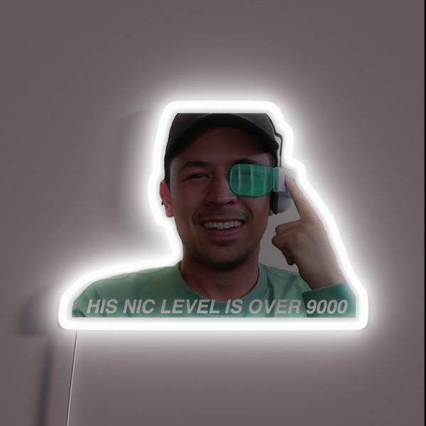 His Nic Level Is Over 9000 RGB Neon Sign