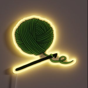 Hobby Illustrations Green Crochet RGB Neon Sign