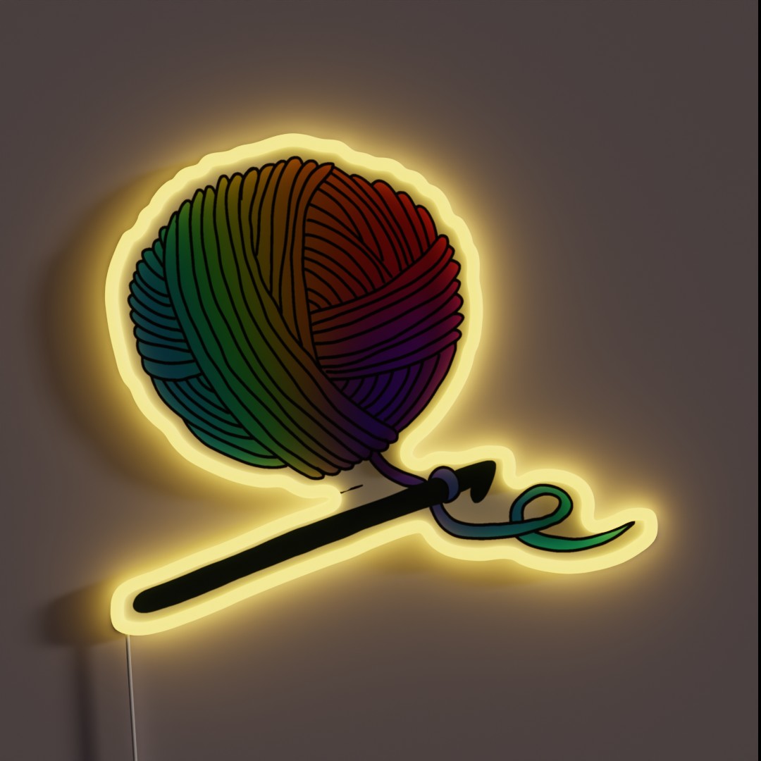 Hobby Illustrations Happy Crochet RGB Neon Sign Hobby Illustrations Happy Crochet RGB Neon Sign