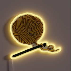 Hobby Illustrations Yellow Orange Crochet RGB Neon Sign