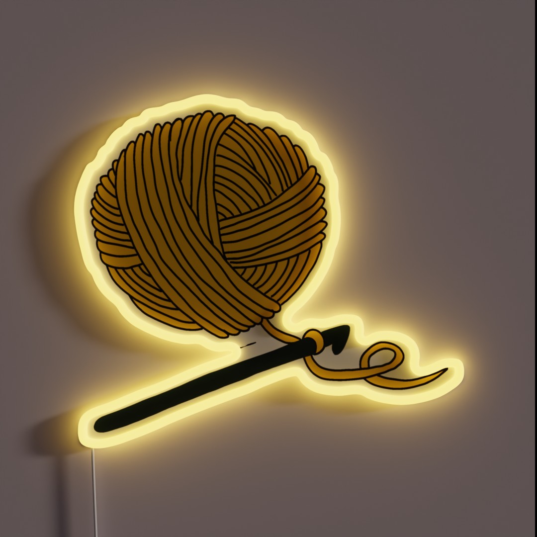 Hobby Illustrations Yellow Orange Crochet RGB Neon Sign Hobby Illustrations Yellow Orange Crochet RGB Neon Sign
