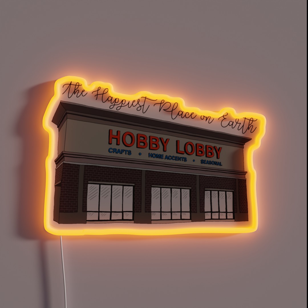 Hobby Lobby Happiest Place On Earth RGB Neon Sign Hobby Lobby Happiest Place On Earth RGB Neon Sign