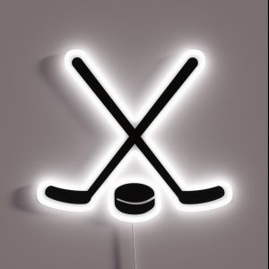 Hockey Sticks Puck RGB Neon Sign