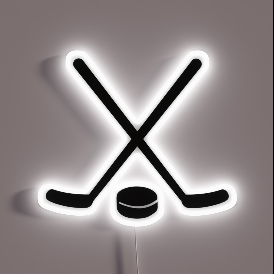 Hockey Sticks Puck RGB Neon Sign Hockey Sticks Puck RGB Neon Sign