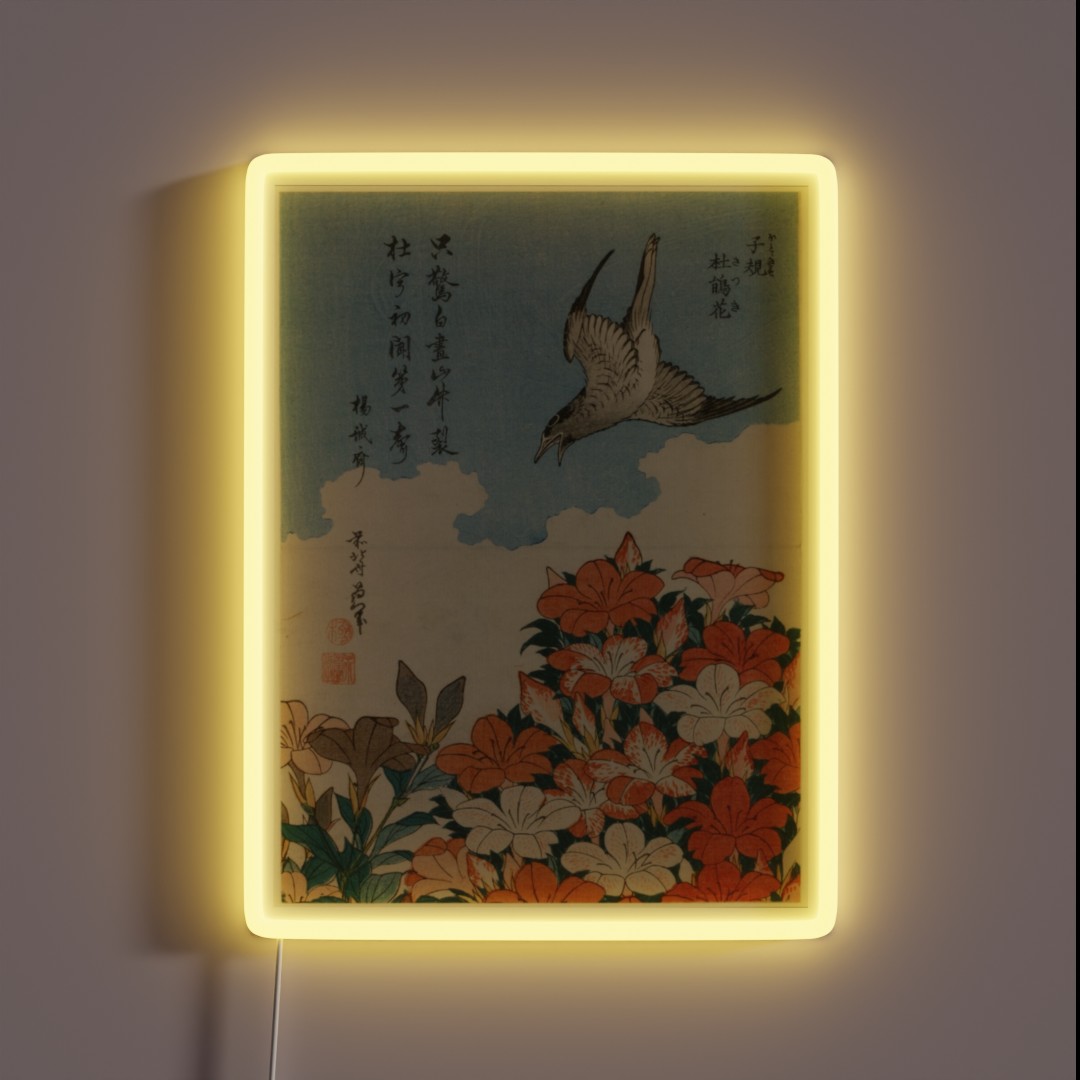 Hokusai 1828 Cuckoo And Azaleas RGB Neon Sign Hokusai 1828 Cuckoo And Azaleas RGB Neon Sign