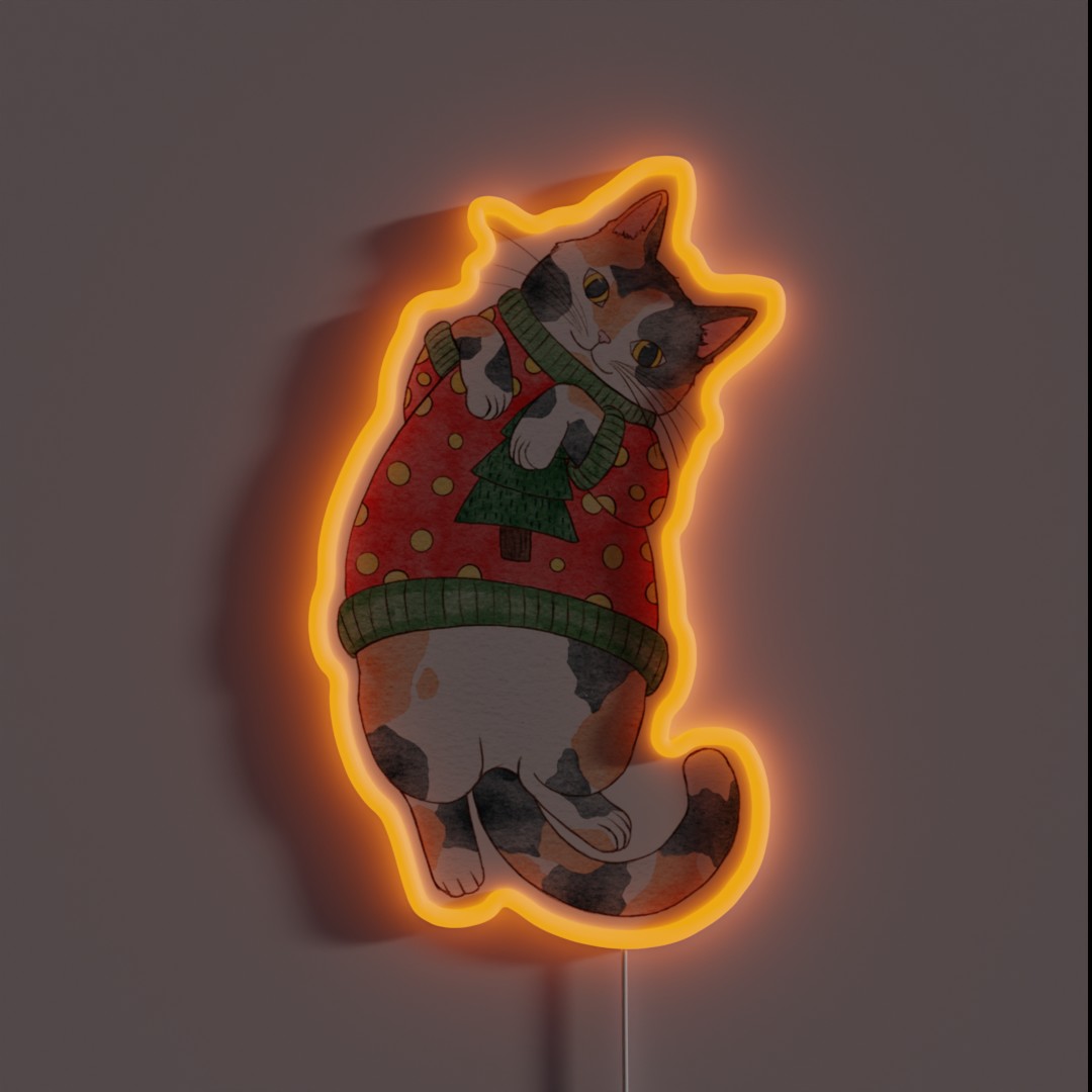 Holiday Calico Cat RGB Neon Sign Holiday Calico Cat RGB Neon Sign