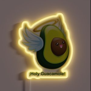 Holy Guacamole Cute Pun Avocado RGB Neon Sign