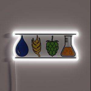 Home Brew Beer Water Barley Hops Yeast Colored RGB Neon Sign