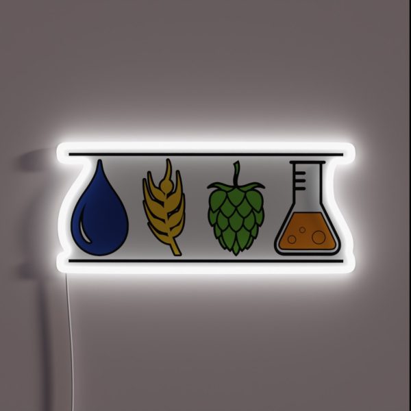Home Brew Beer Water Barley Hops Yeast Colored RGB Neon Sign