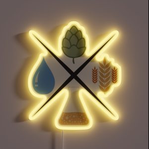 Homebrewing Ingredients Water Grain Hops And Yeast Flat Colours RGB Neon Sign