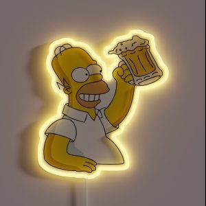 Homer Simpson Holding Beer Duff RGB Neon Sign
