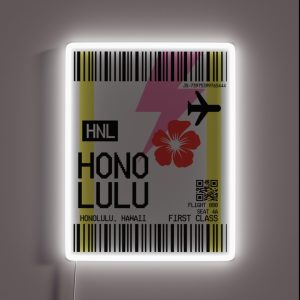 HONOLULU Plane Ticket RGB Neon Sign