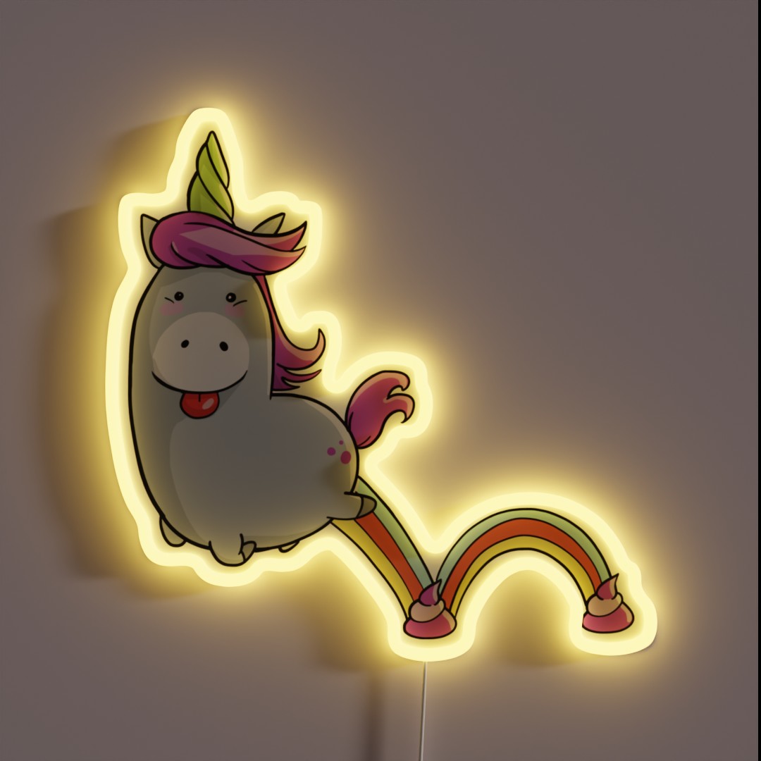 Hopping Unicorn And Little Poops RGB Neon Sign Hopping Unicorn And Little Poops RGB Neon Sign