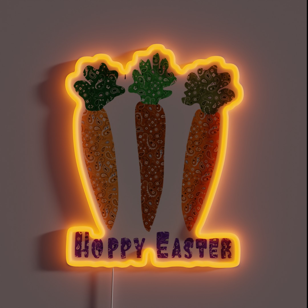 Hoppy Easter Carrots RGB Neon Sign Hoppy Easter Carrots RGB Neon Sign