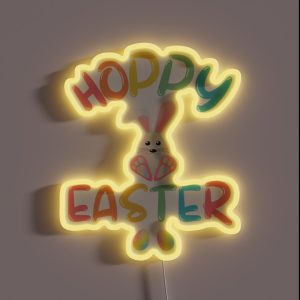 Hoppy Easter Cute Easter Rabbit RGB Neon Sign Hoppy Easter Cute Easter Rabbit RGB Neon Sign