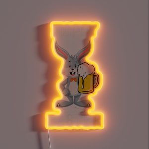 Hoppy Easter Easter Bunny With A Beer RGB Neon Sign