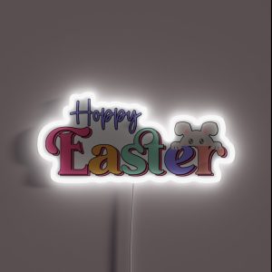 Hoppy Easter Peeking Bunny RGB Neon Sign
