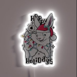 Hoppy Holidays Hopping Christmas Bunny Rabbit RGB Neon Sign