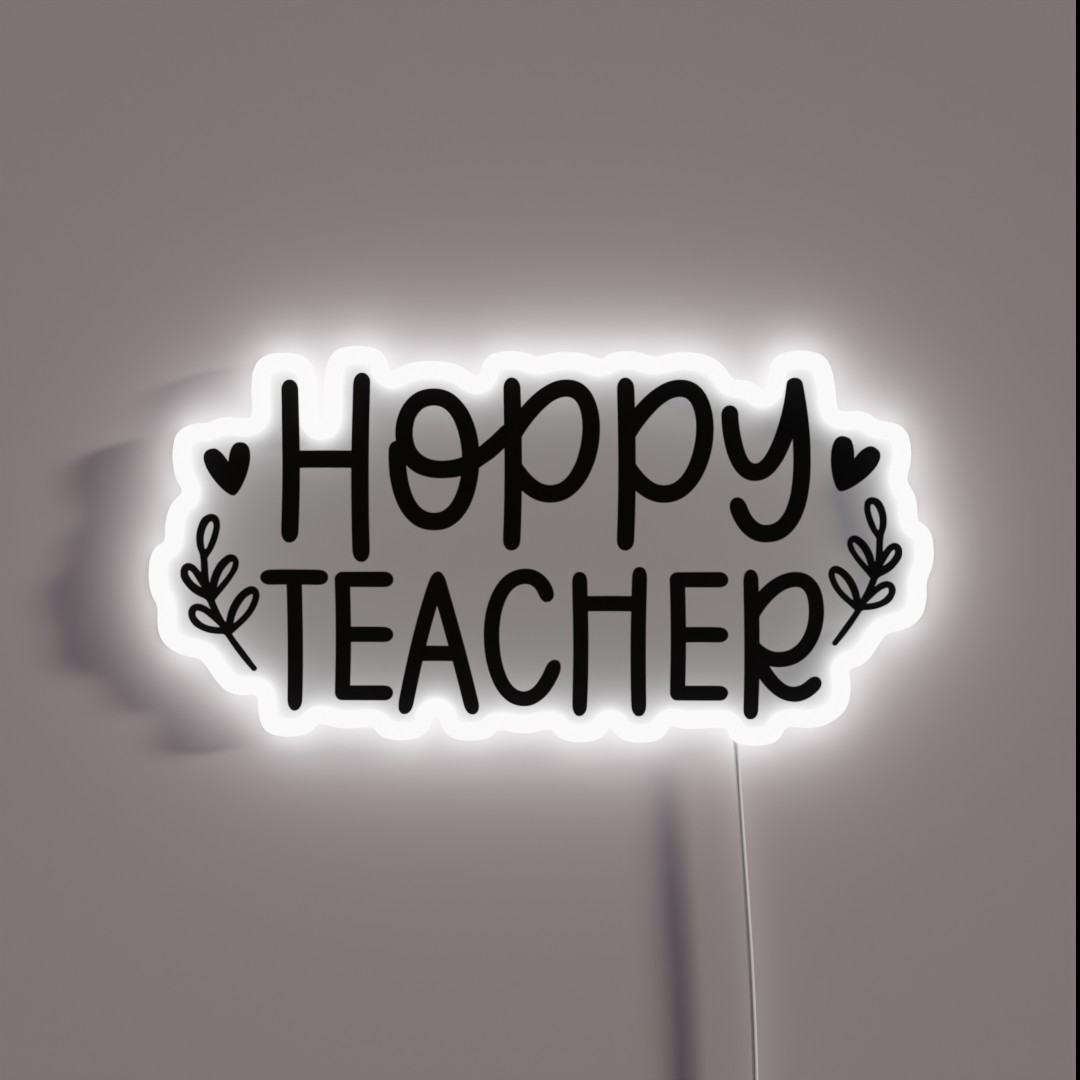 Hoppy Teacher Happy Easter RGB Neon Sign Hoppy Teacher Happy Easter RGB Neon Sign