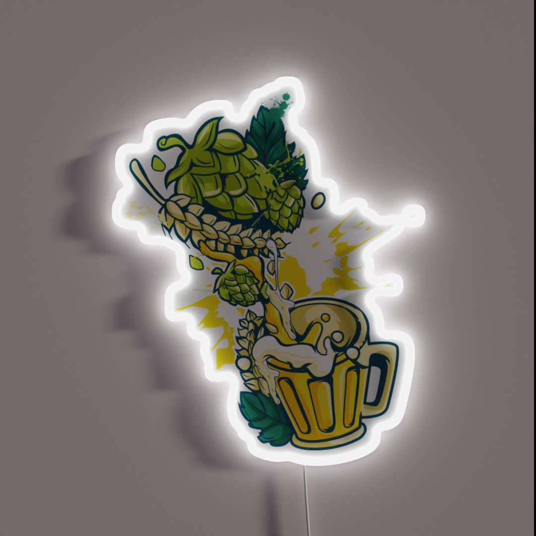 Hops Malt Craft Beer Mug Alcohol Hobby Brewer RGB Neon Sign Hops Malt Craft Beer Mug Alcohol Hobby Brewer RGB Neon Sign