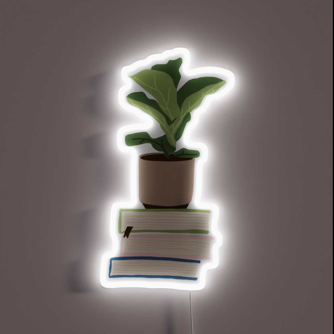 Houseplant On Stacked Books RGB Neon Sign Houseplant On Stacked Books RGB Neon Sign