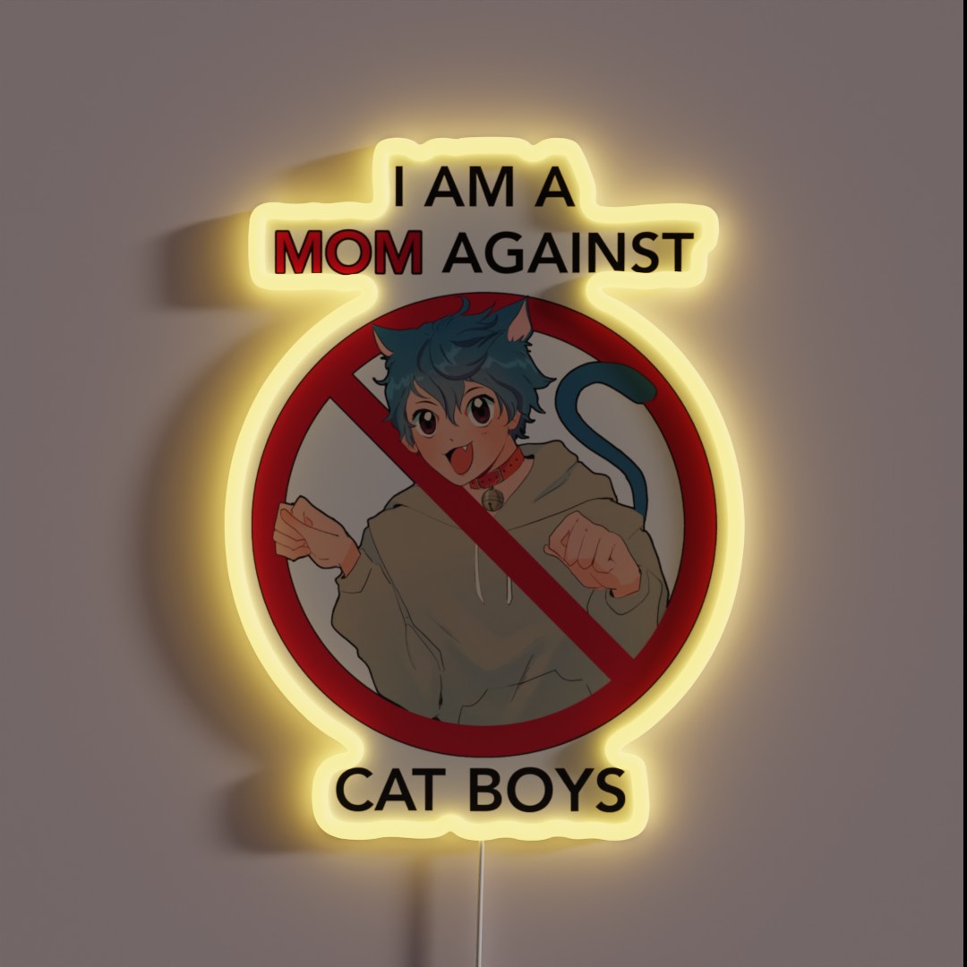 I AM A MOM AGAINST CAT BOYS RGB Neon Sign I AM A MOM AGAINST CAT BOYS RGB Neon Sign