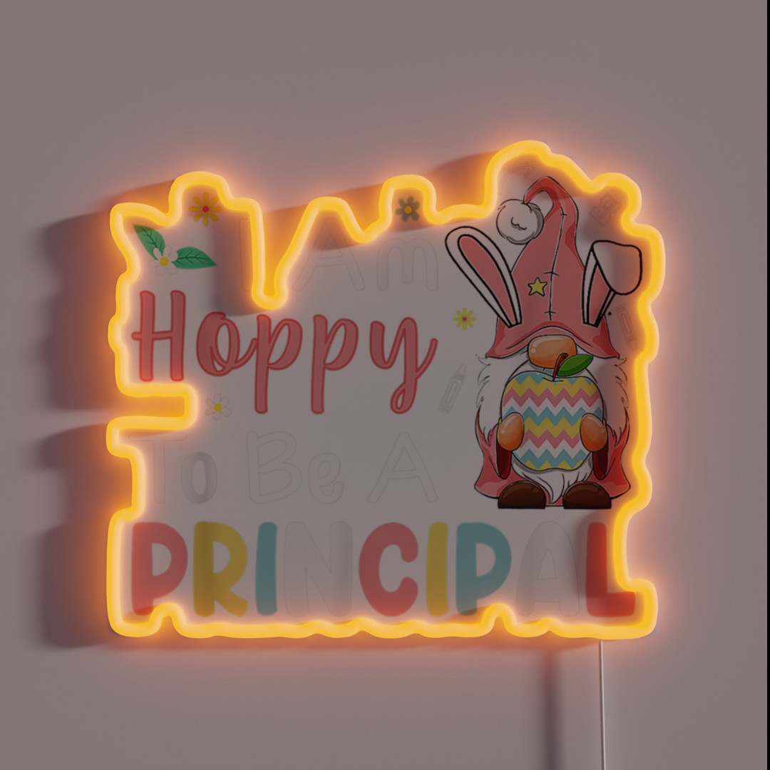 I Am Hoppy To Be A Principal Bunny Egg Gnome RGB Neon Sign I Am Hoppy To Be A Principal Bunny Egg Gnome RGB Neon Sign