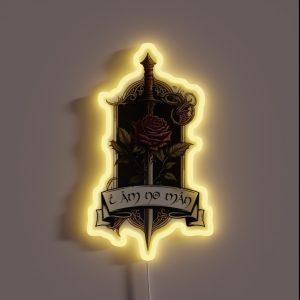 I Am No Man Crest Rose And Sword Fantasy RGB Neon Sign