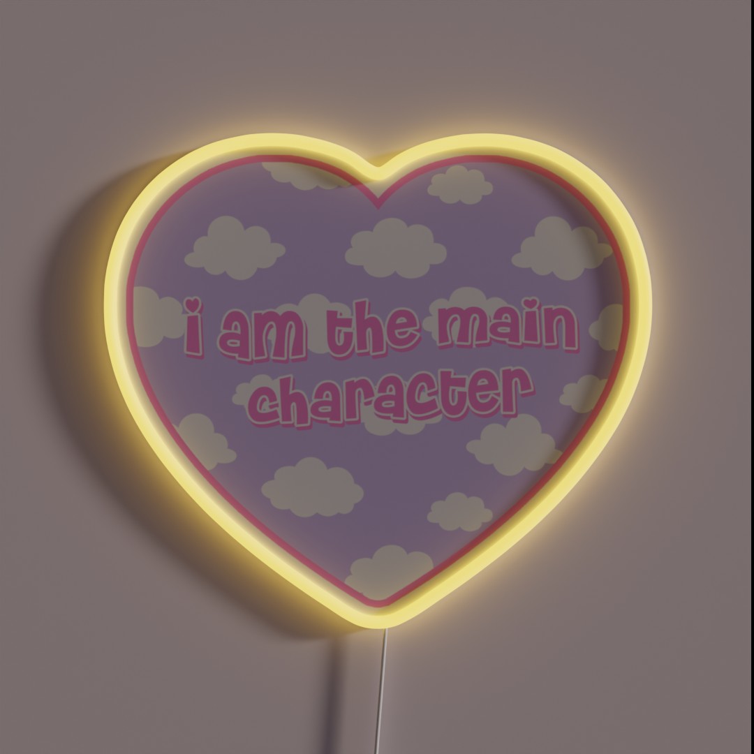 I Am The Main Character Clouds Heart RGB Neon Sign I Am The Main Character Clouds Heart RGB Neon Sign