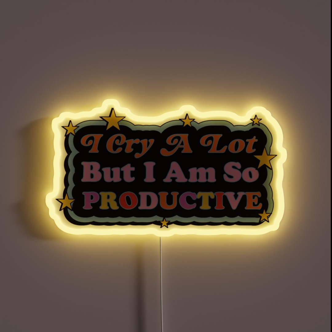 I Cry A Lot But I Am So Productive RGB Neon Sign I Cry A Lot But I Am So Productive RGB Neon Sign